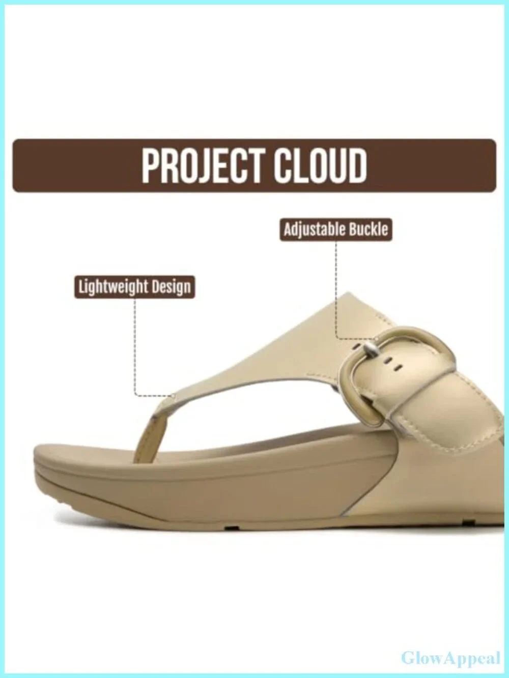 Genuine Leather Platform Thong Sandals Non Slip Slides Cushioned Footbed